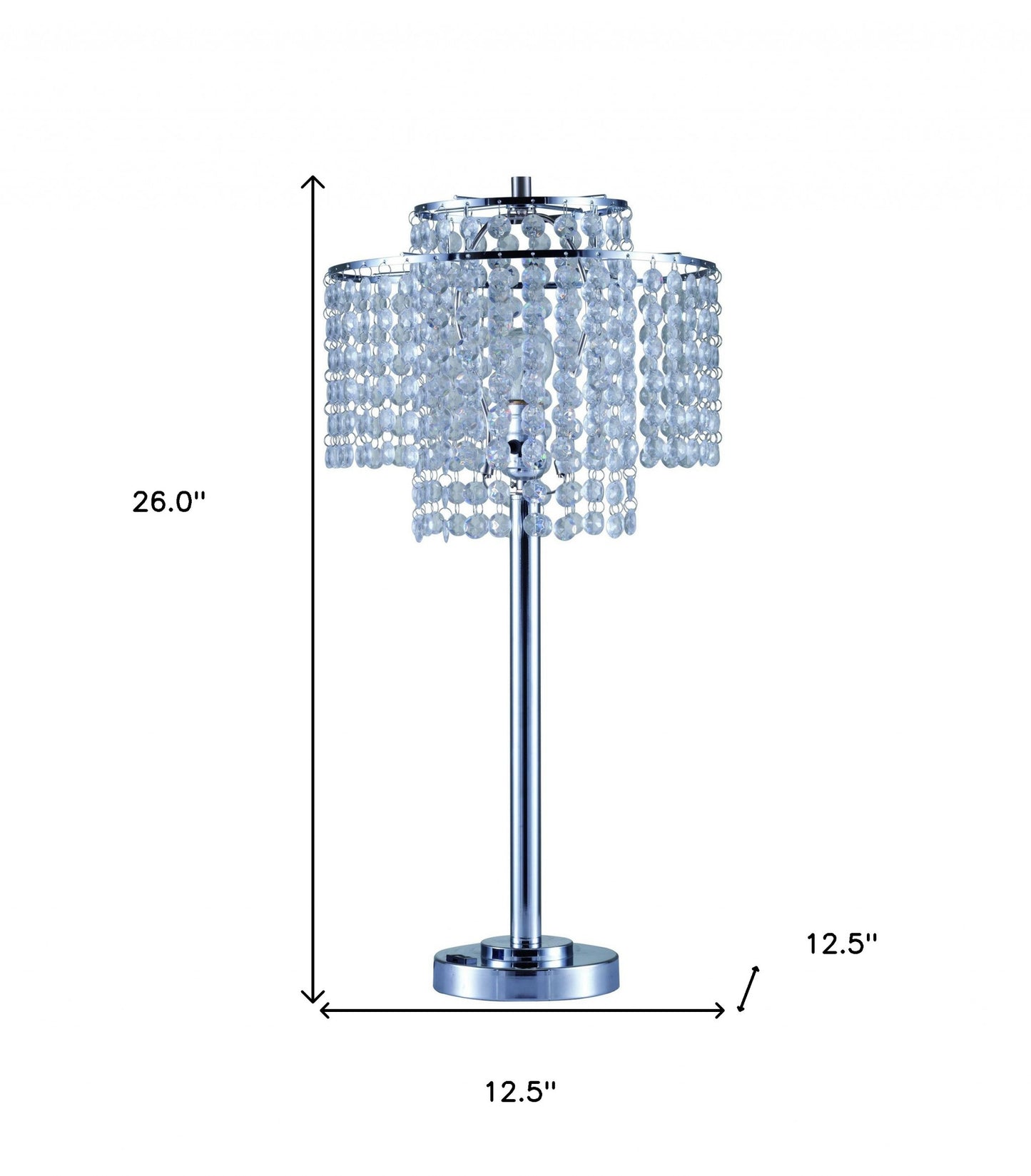 26" Silver Glam Two Tier Chandelier USB Table Lamp By Homeroots | Table Lamps | Modishstore - 8