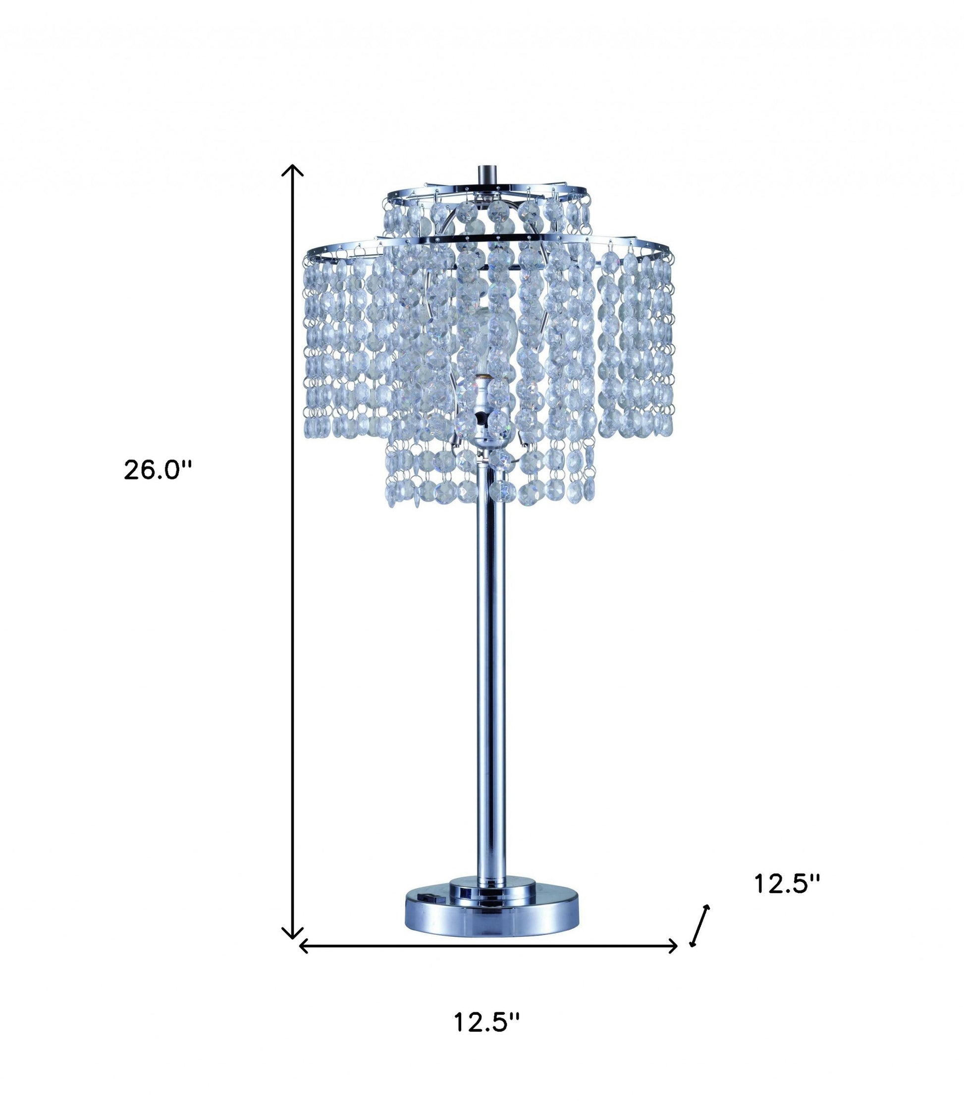 26" Silver Glam Two Tier Chandelier USB Table Lamp By Homeroots | Table Lamps | Modishstore - 8