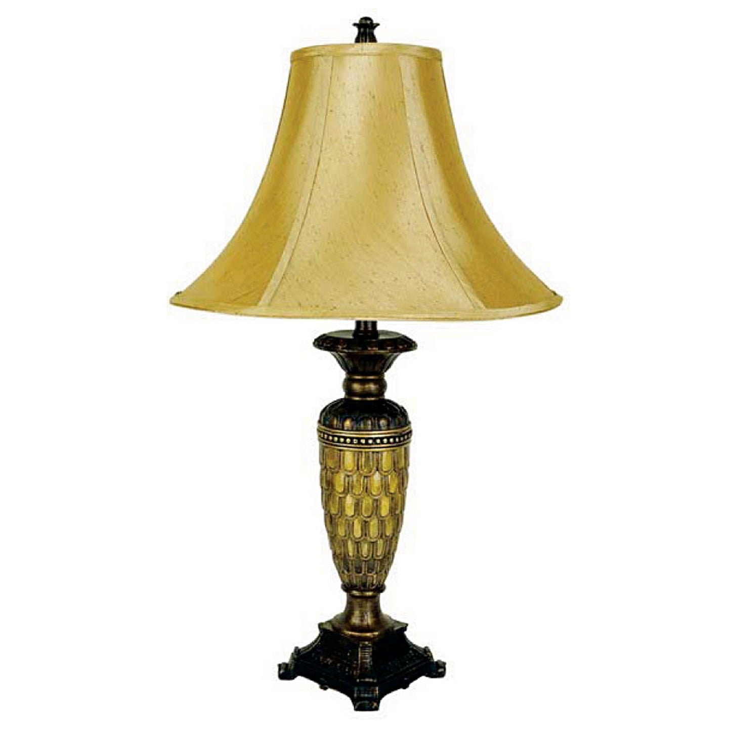 28" Golden Brown Polyresin Table Lamp With Gold Bell Shade By Homeroots | Table Lamps | Modishstore - 2