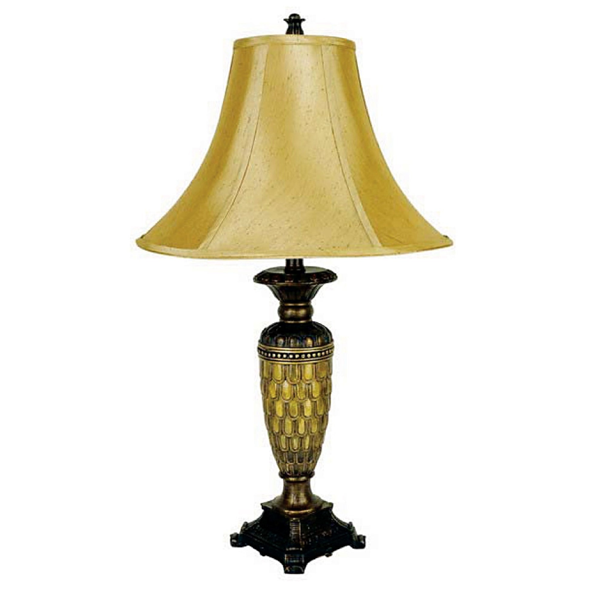 28" Golden Brown Polyresin Table Lamp With Gold Bell Shade By Homeroots | Table Lamps | Modishstore - 3