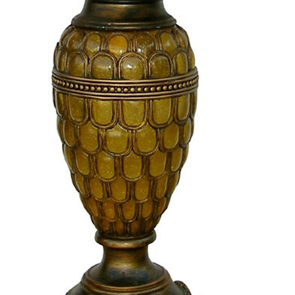 31" Golden Brown Polyresin Urn Table Lamp With Night Light and Gold Bell Shade By Homeroots | Table Lamps | Modishstore - 5