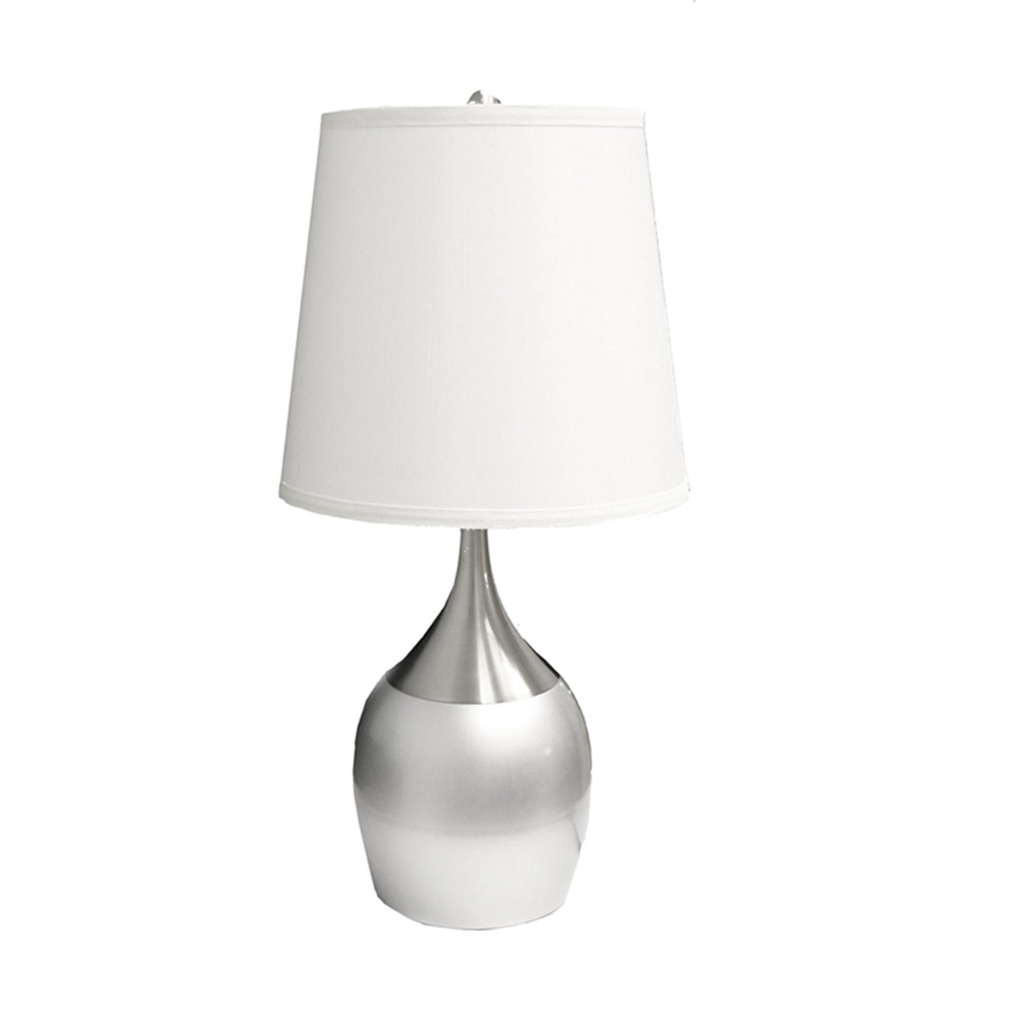 25" Silver Metal Gourd Table Lamp With White Tapered Drum Shade By Homeroots | Table Lamps | Modishstore - 3