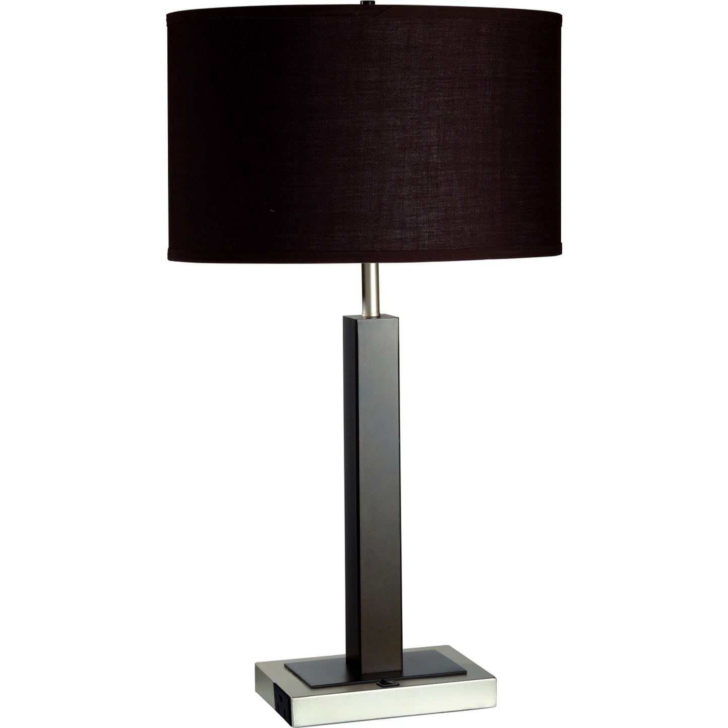 30" Black Polyresin Table Lamp With Brown Classic Drum Shade By Homeroots | Table Lamps | Modishstore - 3