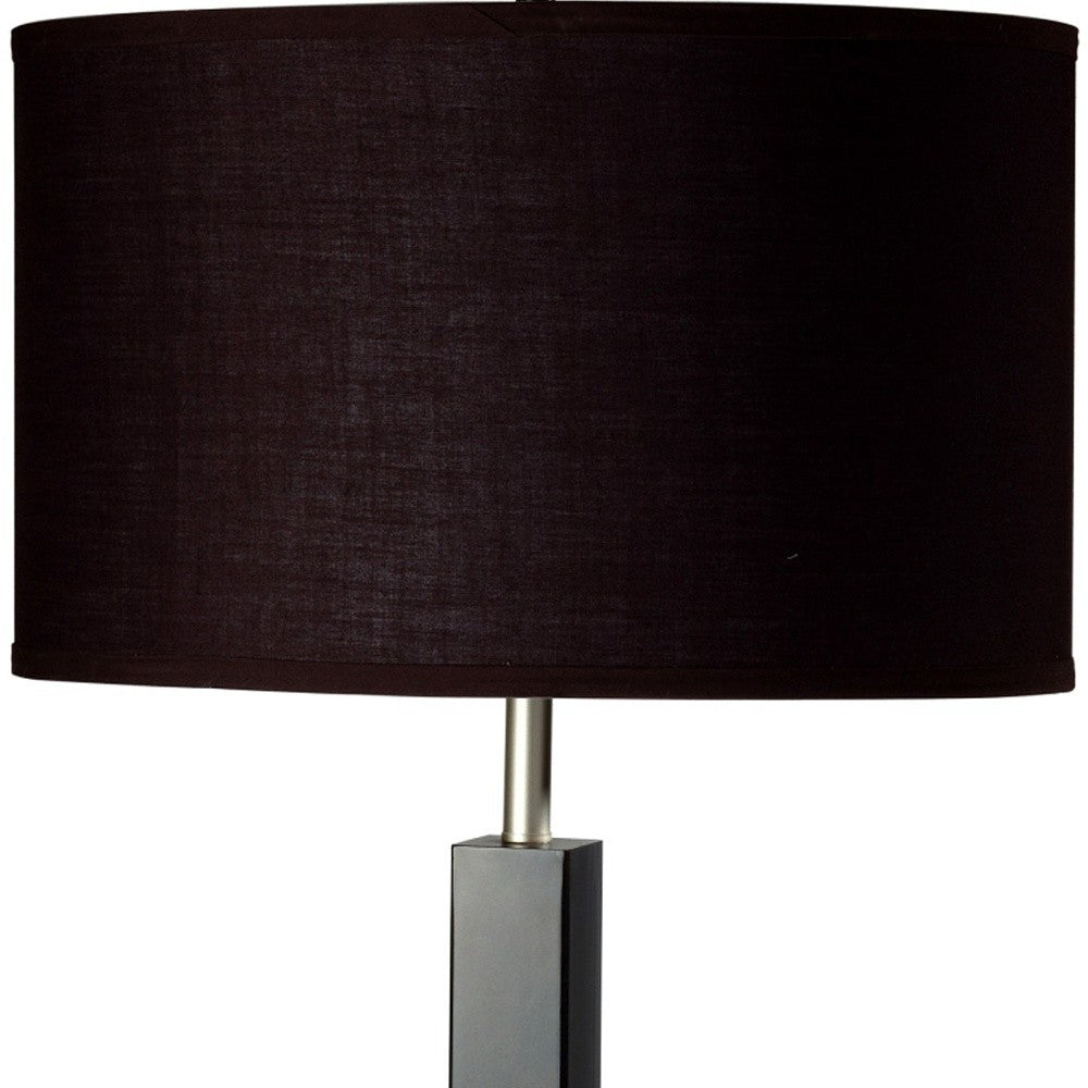 30" Black Polyresin Table Lamp With Brown Classic Drum Shade By Homeroots | Table Lamps | Modishstore - 4