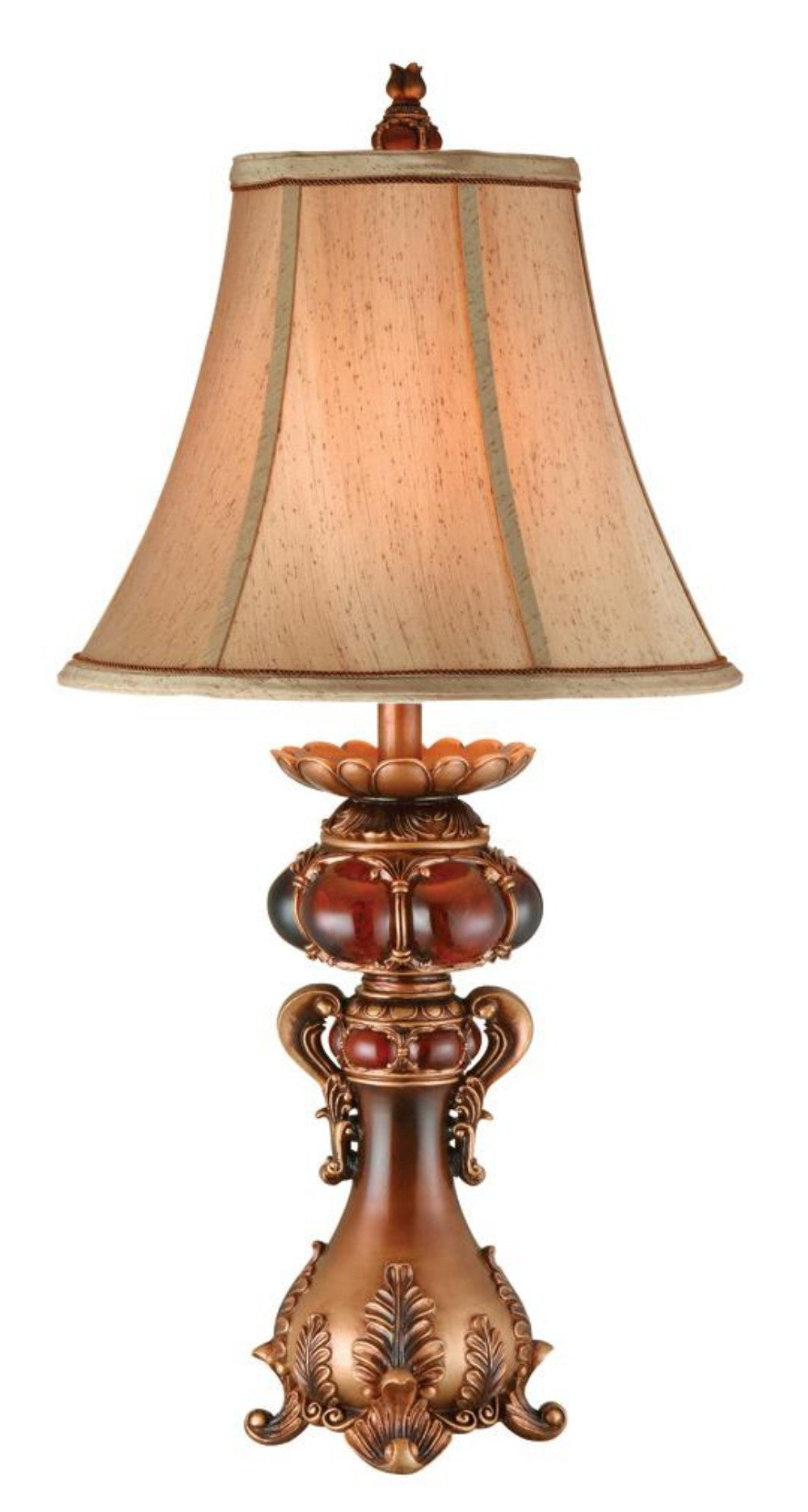 Antique Inspired Table Lamp with Linen Lamp Shade By Homeroots | Table Lamps | Modishstore - 2