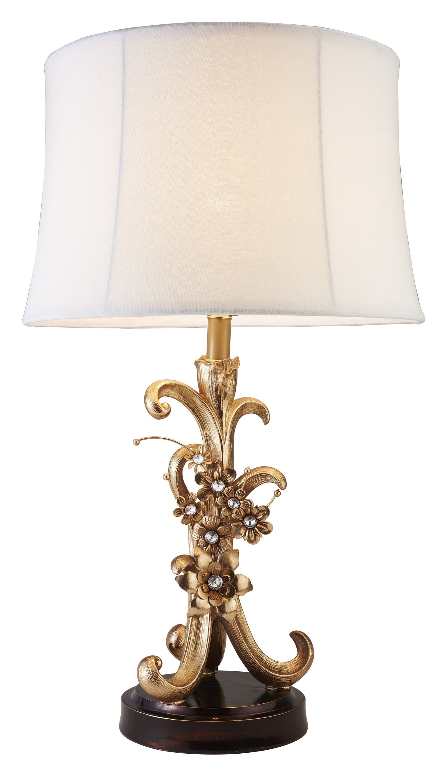 Golden Scroll and Faux Crystal Bling Table Lamp By Homeroots | Table Lamps | Modishstore - 2