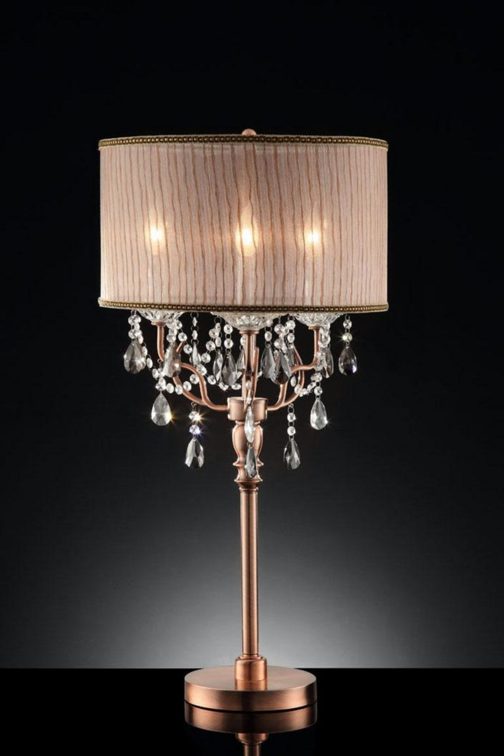 Silver and Pink Faux Crystal Accednt Table Lamp By Homeroots | Table Lamps | Modishstore