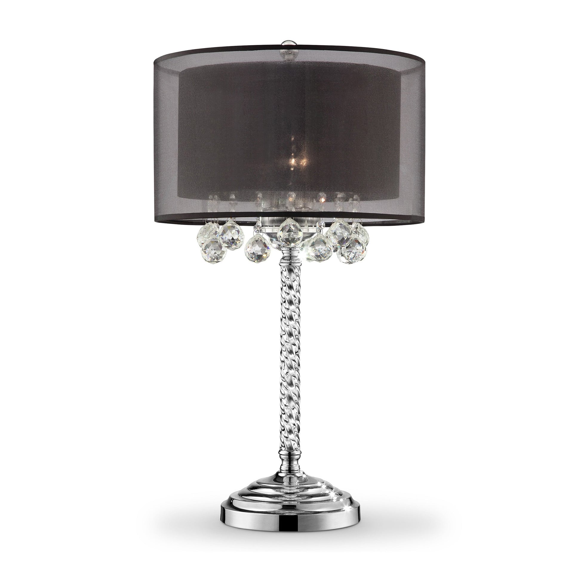 Contempo Silver Table Lamp with Black Shade and Crystal Accents By Homeroots | Table Lamps | Modishstore - 2