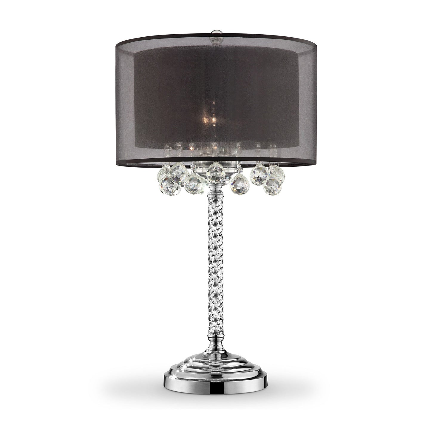 Contempo Silver Table Lamp with Black Shade and Crystal Accents By Homeroots | Table Lamps | Modishstore - 4