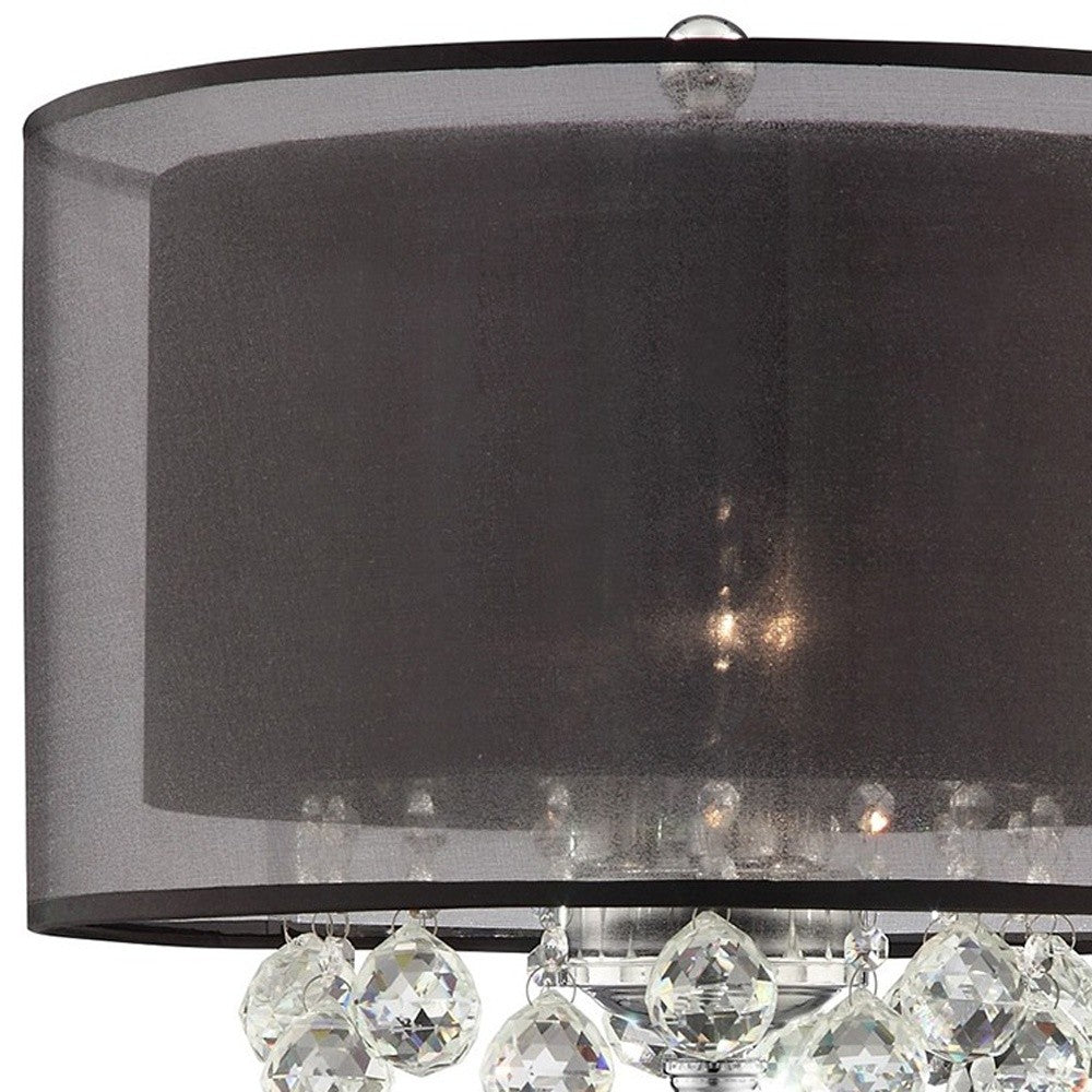 Contempo Silver Table Lamp with Black Shade and Crystal Accents By Homeroots | Table Lamps | Modishstore - 5