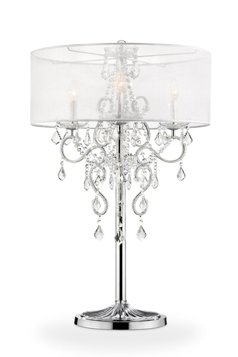 Glam Silver Faux Crystal Accent Table Lamp with See Thru Shade By Homeroots | Table Lamps | Modishstore