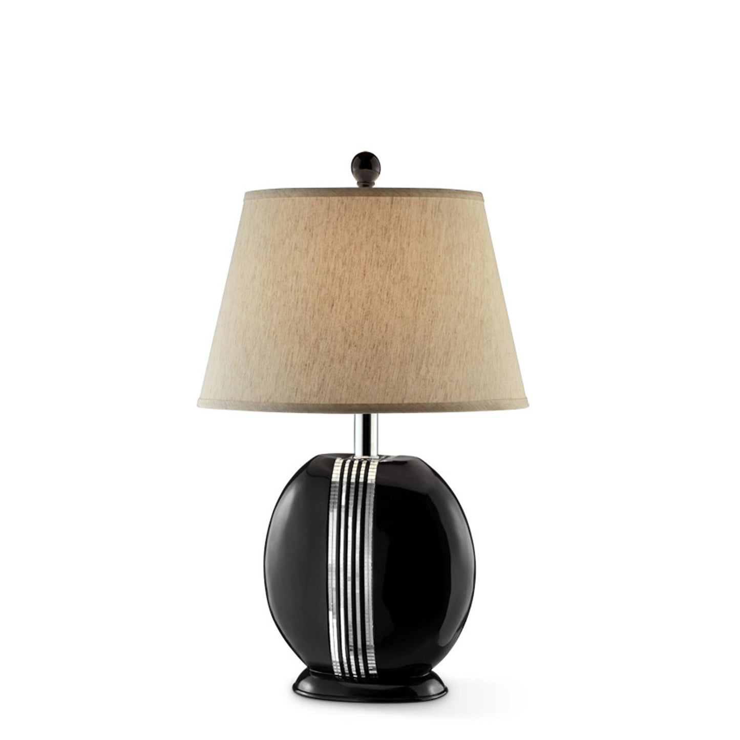 Black Polyresin Lamp with Beige Fabric Shade By Homeroots | Table Lamps | Modishstore - 2