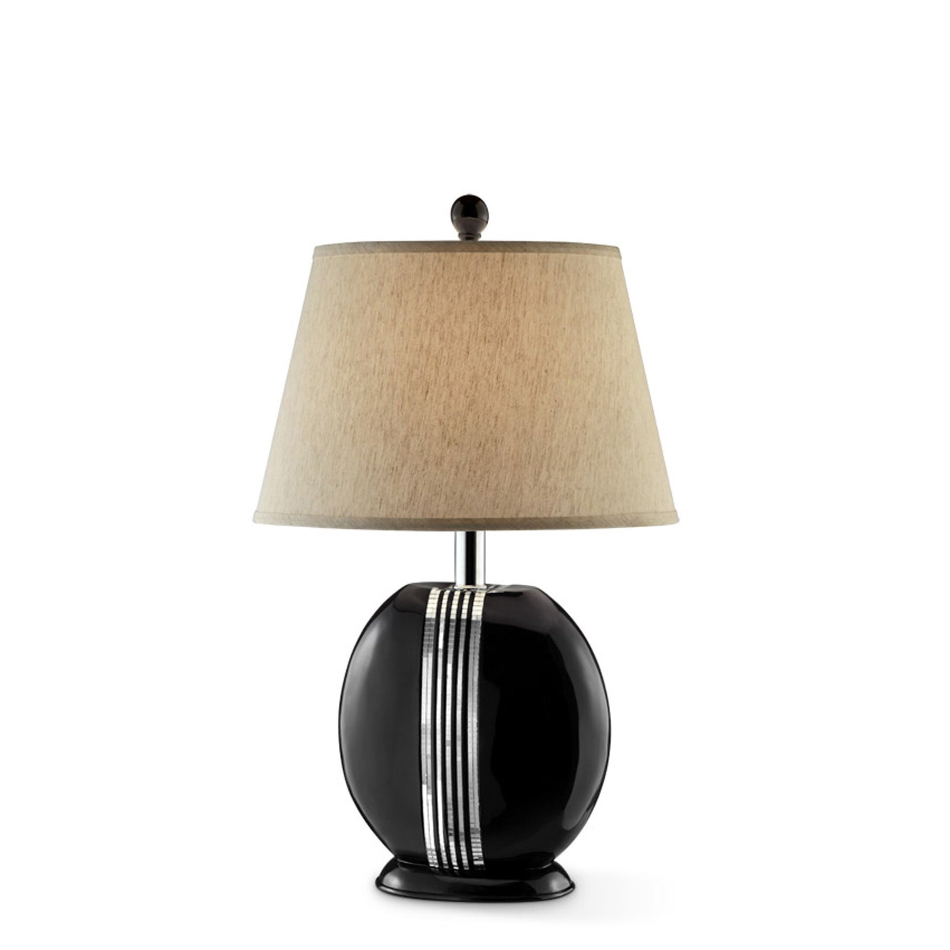 Black Polyresin Lamp with Beige Fabric Shade By Homeroots | Table Lamps | Modishstore - 2