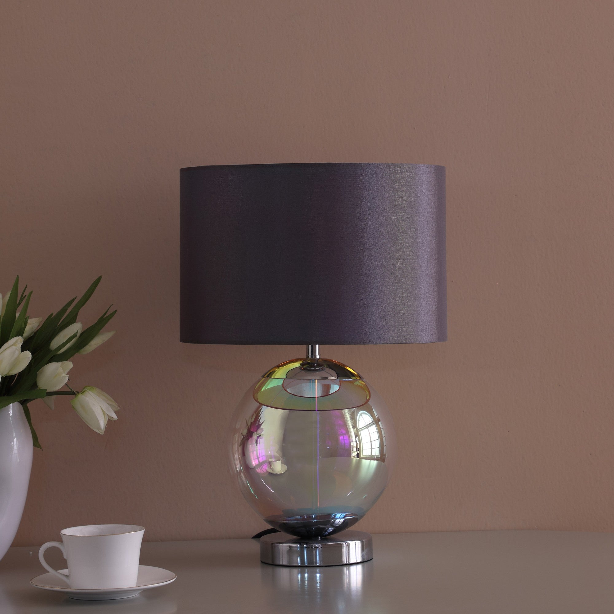 Iridescent glass hot sale table lamp