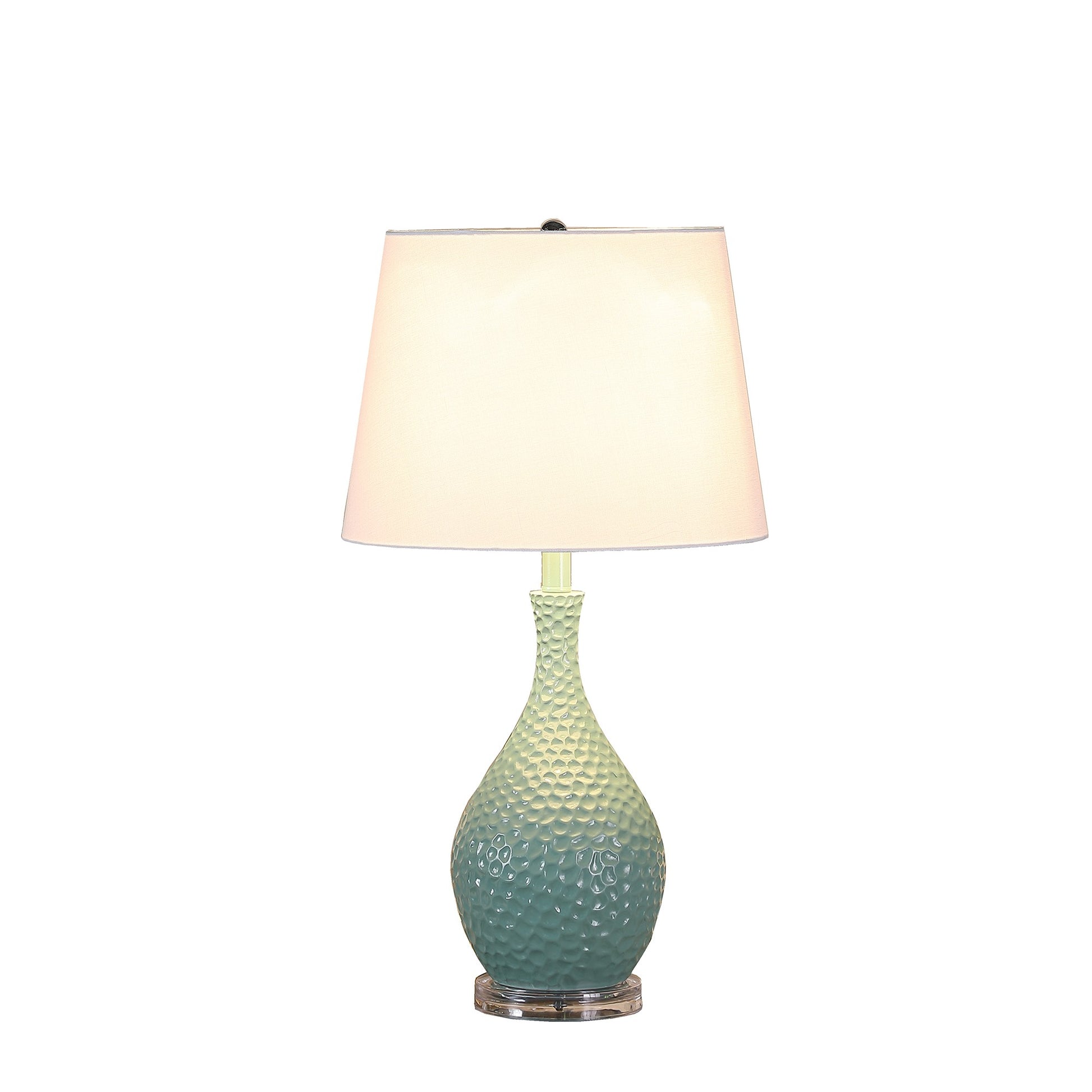 28" Aqua Hammered Urn Table Lamp With White Tapered Drum Shade By Homeroots | Table Lamps | Modishstore - 4