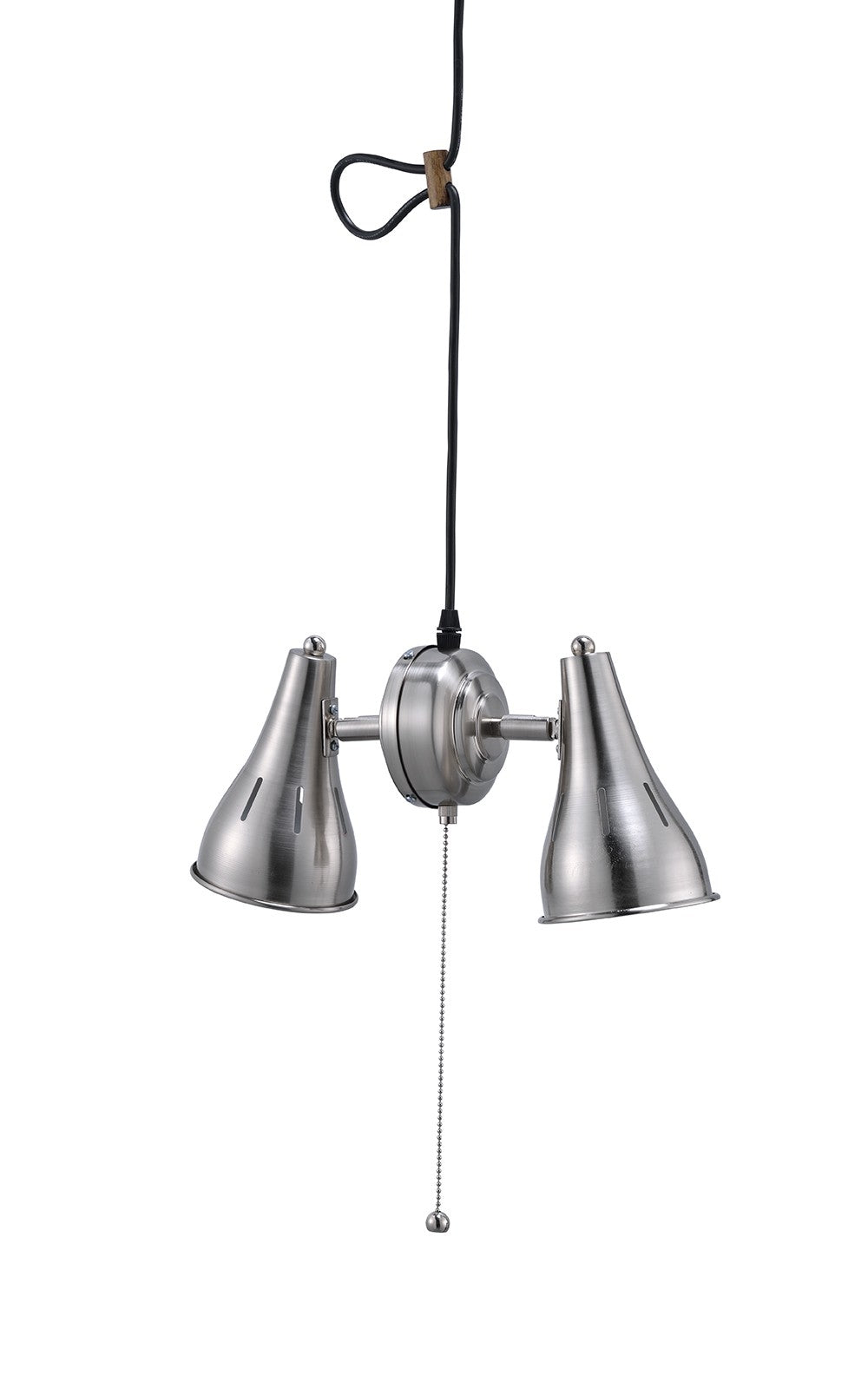 Two Light Industrial Silver Hanging Light By Homeroots | Chandeliers | Modishstore - 2