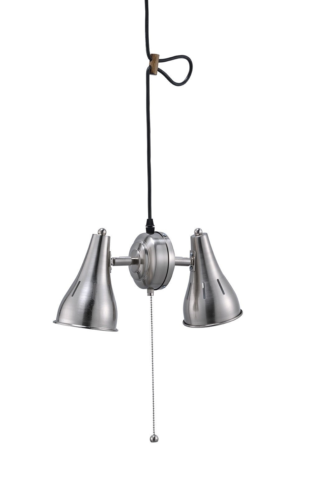 Two Light Industrial Silver Hanging Light By Homeroots | Chandeliers | Modishstore - 3