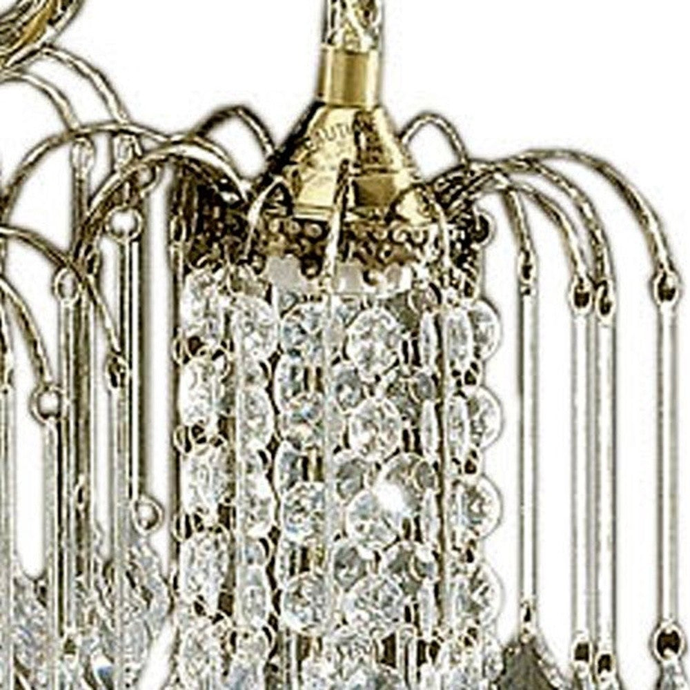 Two Tier Crystal and Brass Hanging Chandelier Light By Homeroots | Chandeliers | Modishstore - 4