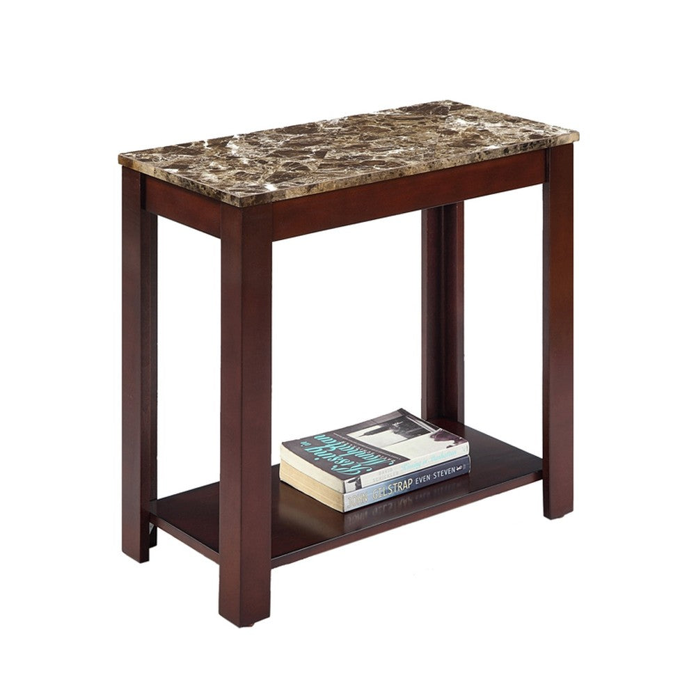 24" Brown Faux Marble End Table With Shelf By Homeroots | End Tables | Modishstore