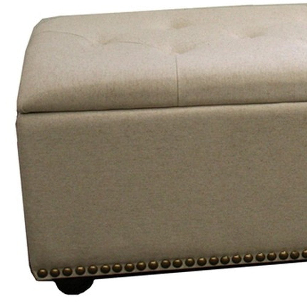 Beige Nailhead Storage Bench Ottoman Four Piece Set By Homeroots | Benches | Modishstore - 4