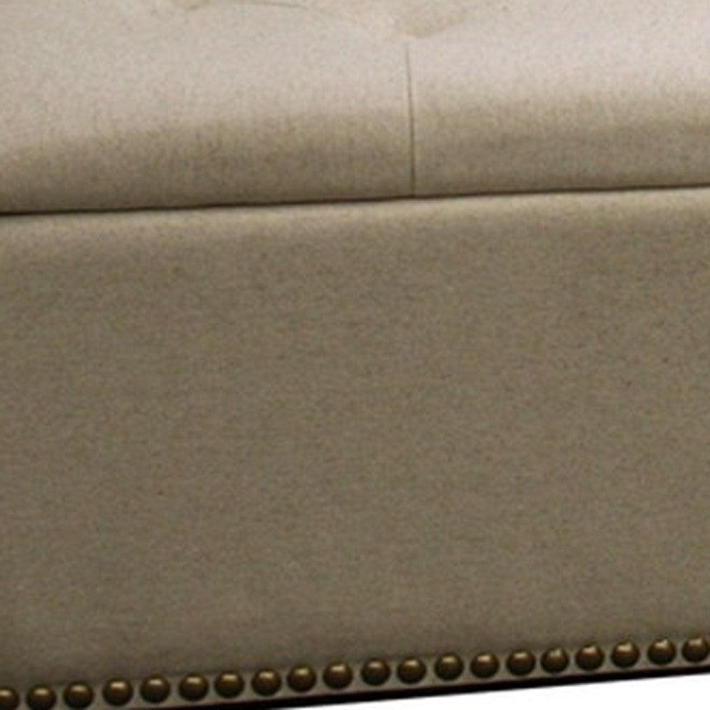 Beige Nailhead Storage Bench Ottoman Four Piece Set By Homeroots | Benches | Modishstore - 5