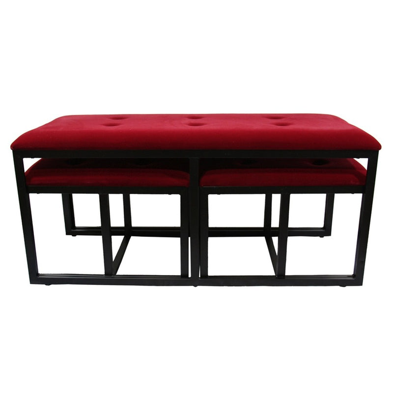 Modern Black and Red Metal Three Piece Bench Set By Homeroots | Benches | Modishstore