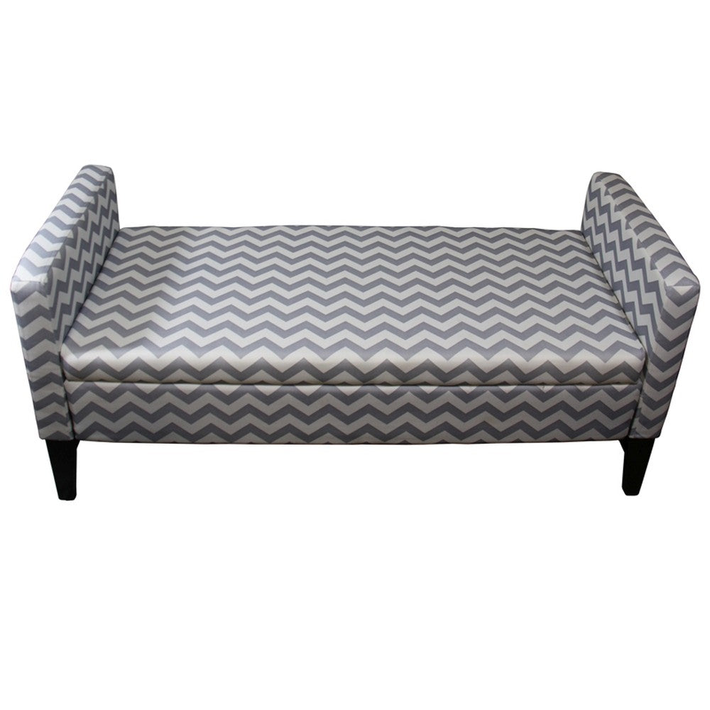 Modern Gray and White Chevron Print Storage Bench By Homeroots | Benches | Modishstore