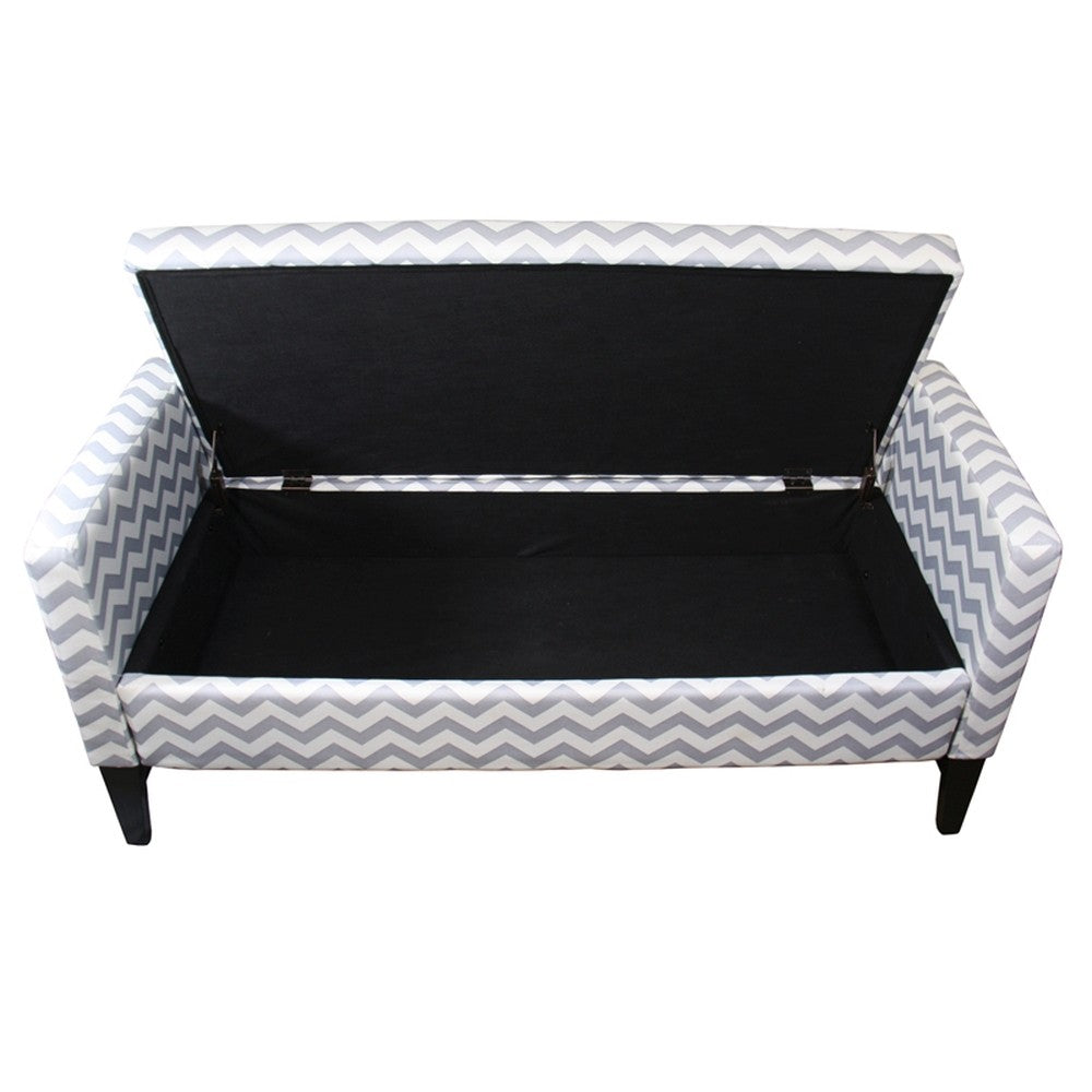 Modern Gray and White Chevron Print Storage Bench By Homeroots | Benches | Modishstore - 2