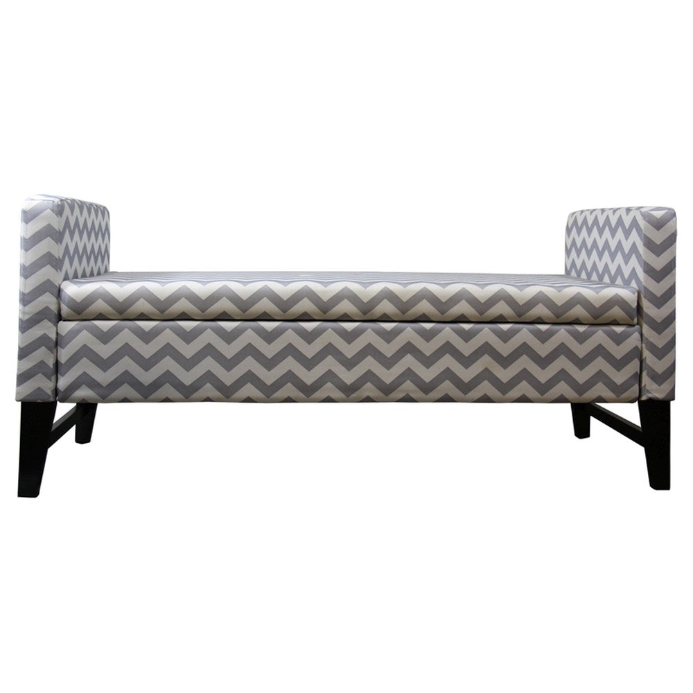 Modern Gray and White Chevron Print Storage Bench By Homeroots | Benches | Modishstore - 3