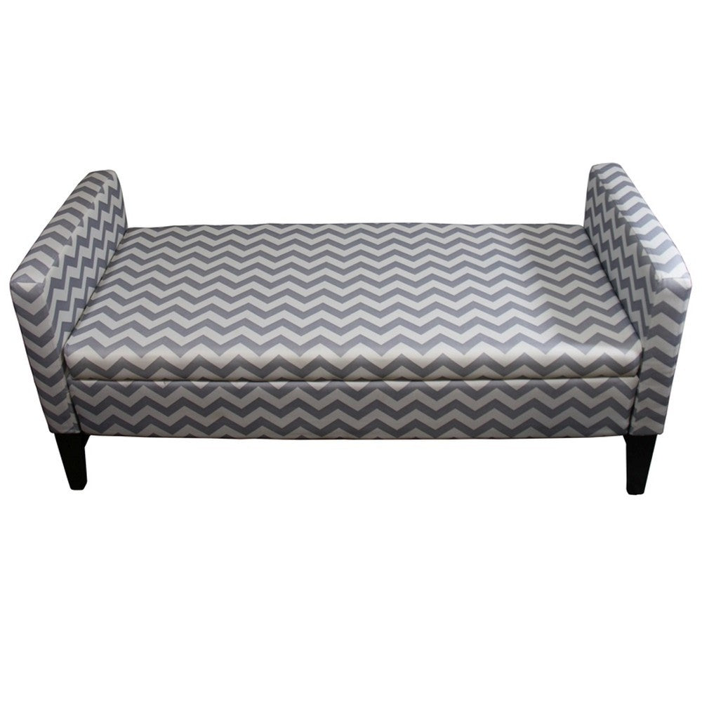 Modern Gray and White Chevron Print Storage Bench By Homeroots | Benches | Modishstore - 4