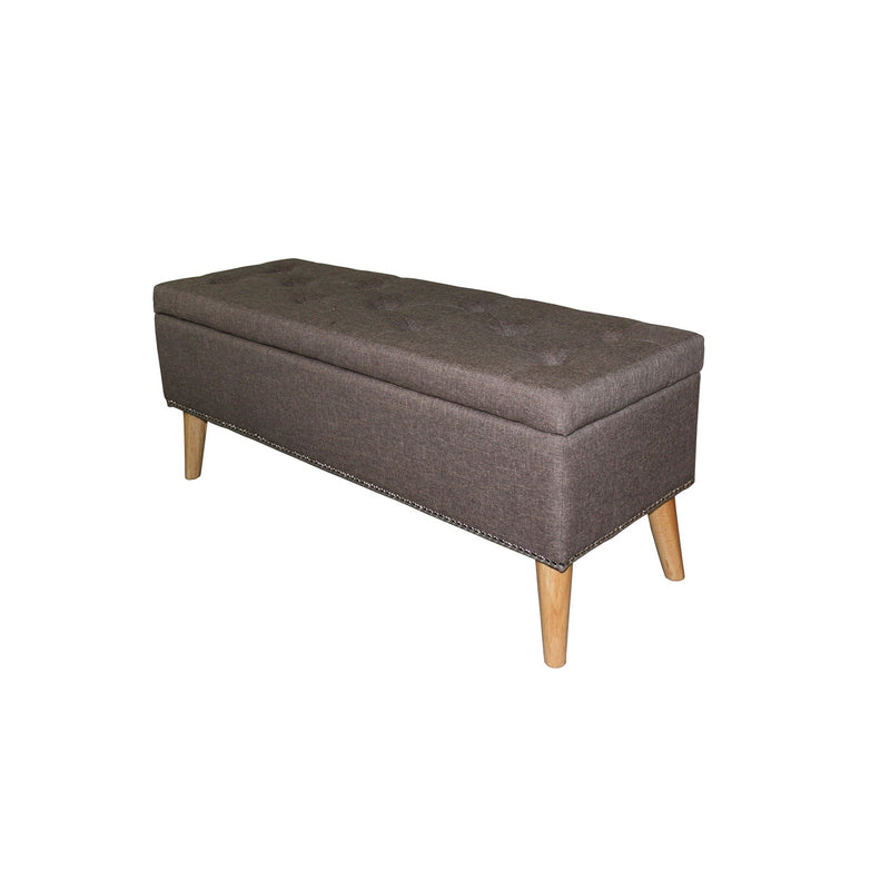 Gray Brown Linen Look Tufted Storage Bench By Homeroots | Benches | Modishstore