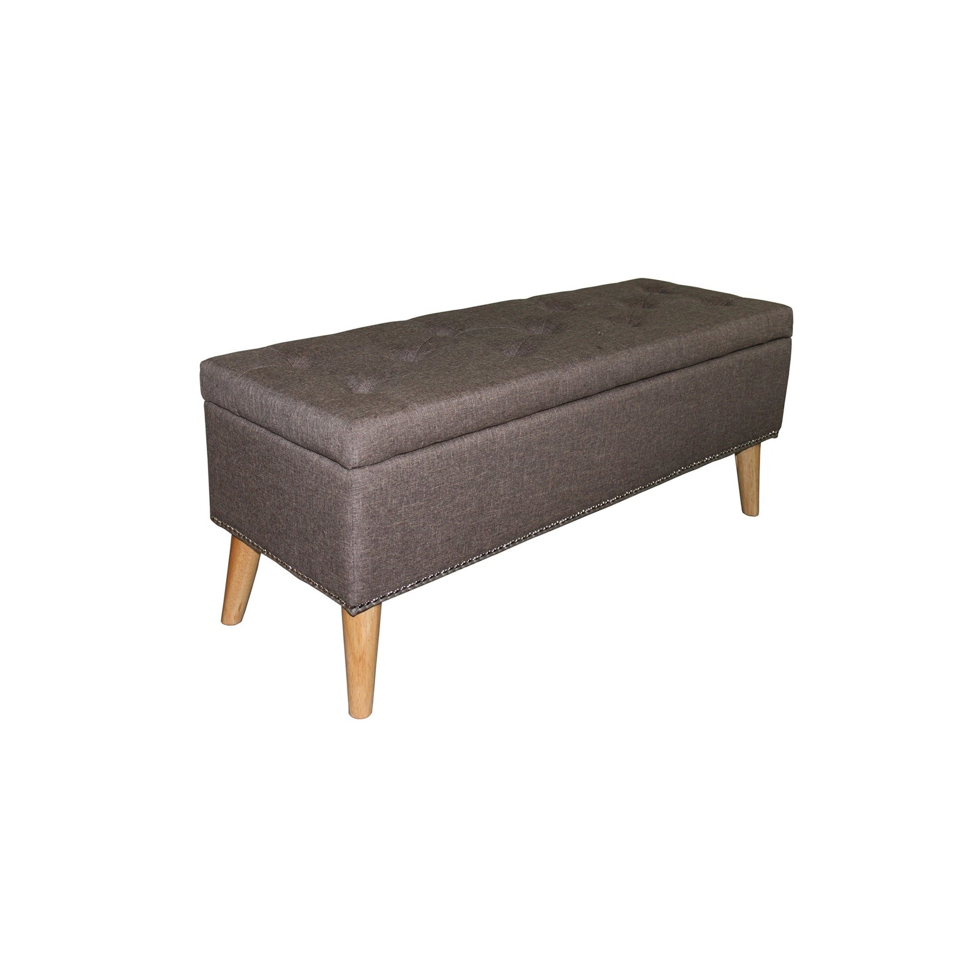 Gray Brown Linen Look Tufted Storage Bench By Homeroots | Benches | Modishstore - 4