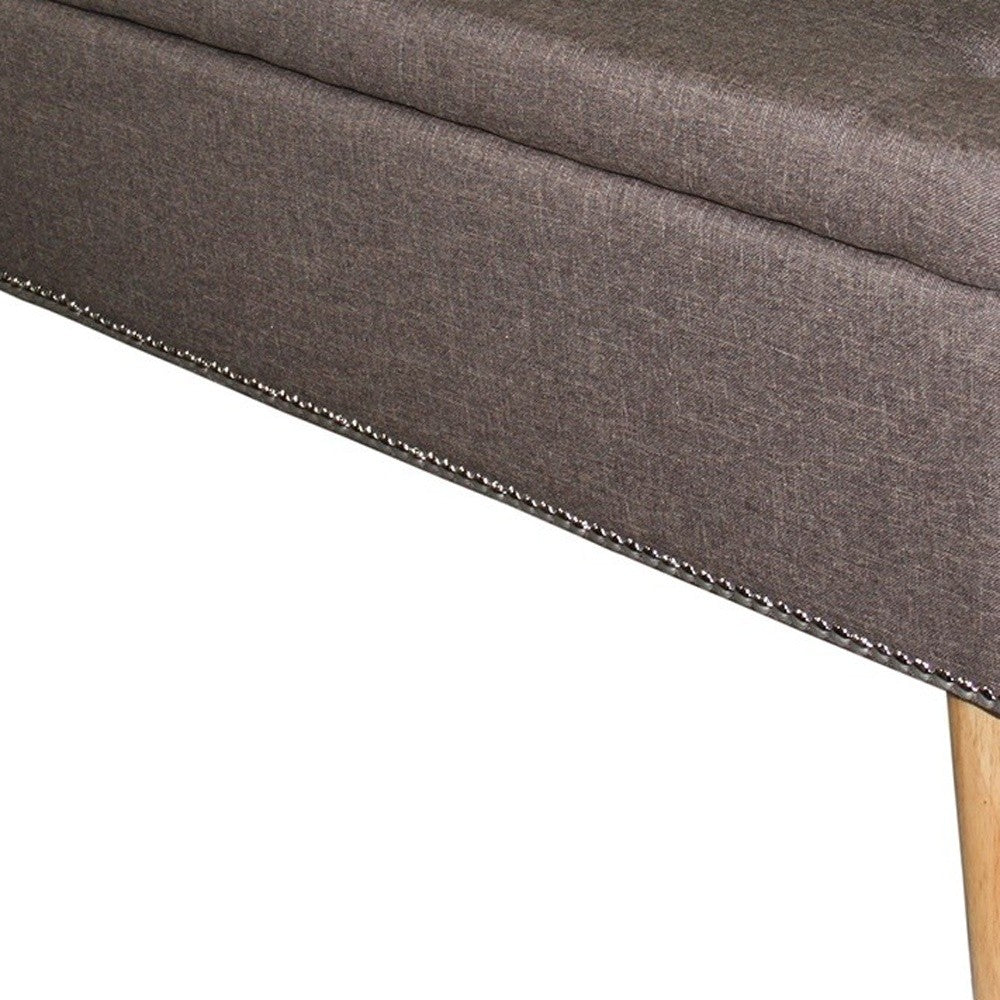 Gray Brown Linen Look Tufted Storage Bench By Homeroots | Benches | Modishstore - 6