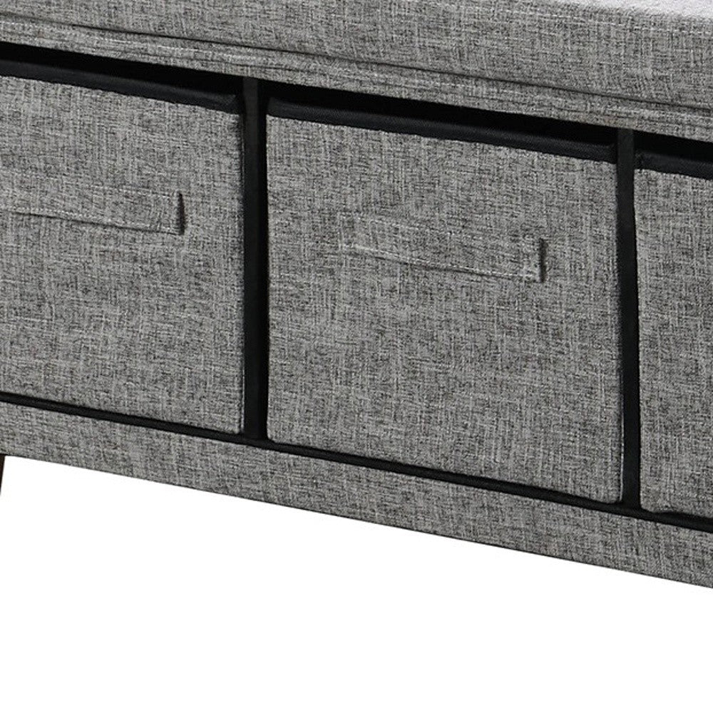 40" Gray And Brown Upholstered Cotton Blend Bench With Drawers By Homeroots | Benches | Modishstore - 6