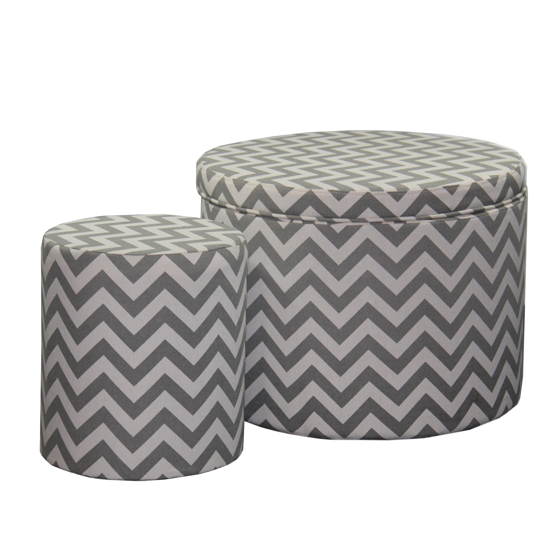 Gray and White Chevron Ottoman Two Piece Set By Homeroots | Ottomans | Modishstore