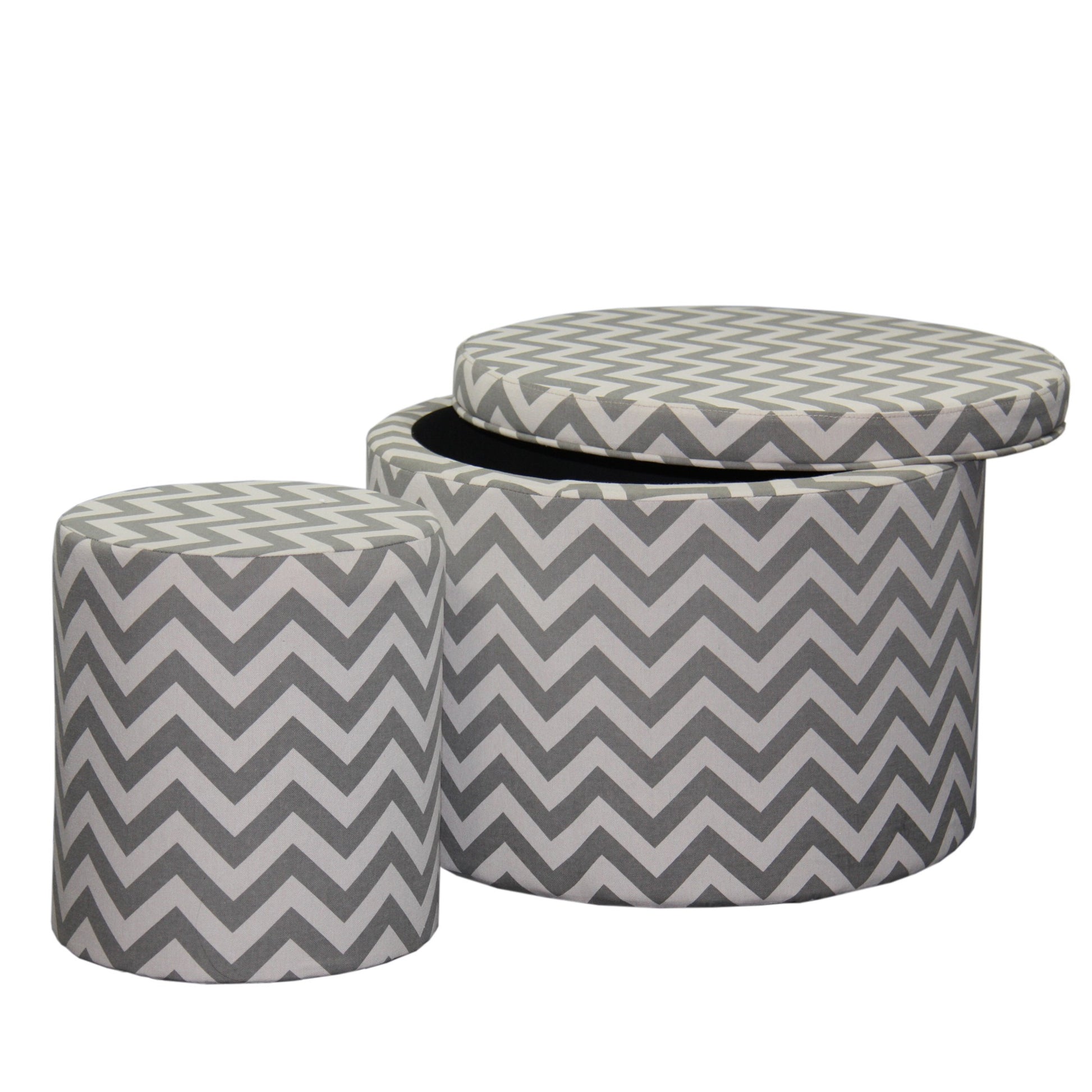 Gray and White Chevron Ottoman Two Piece Set By Homeroots | Ottomans | Modishstore - 2