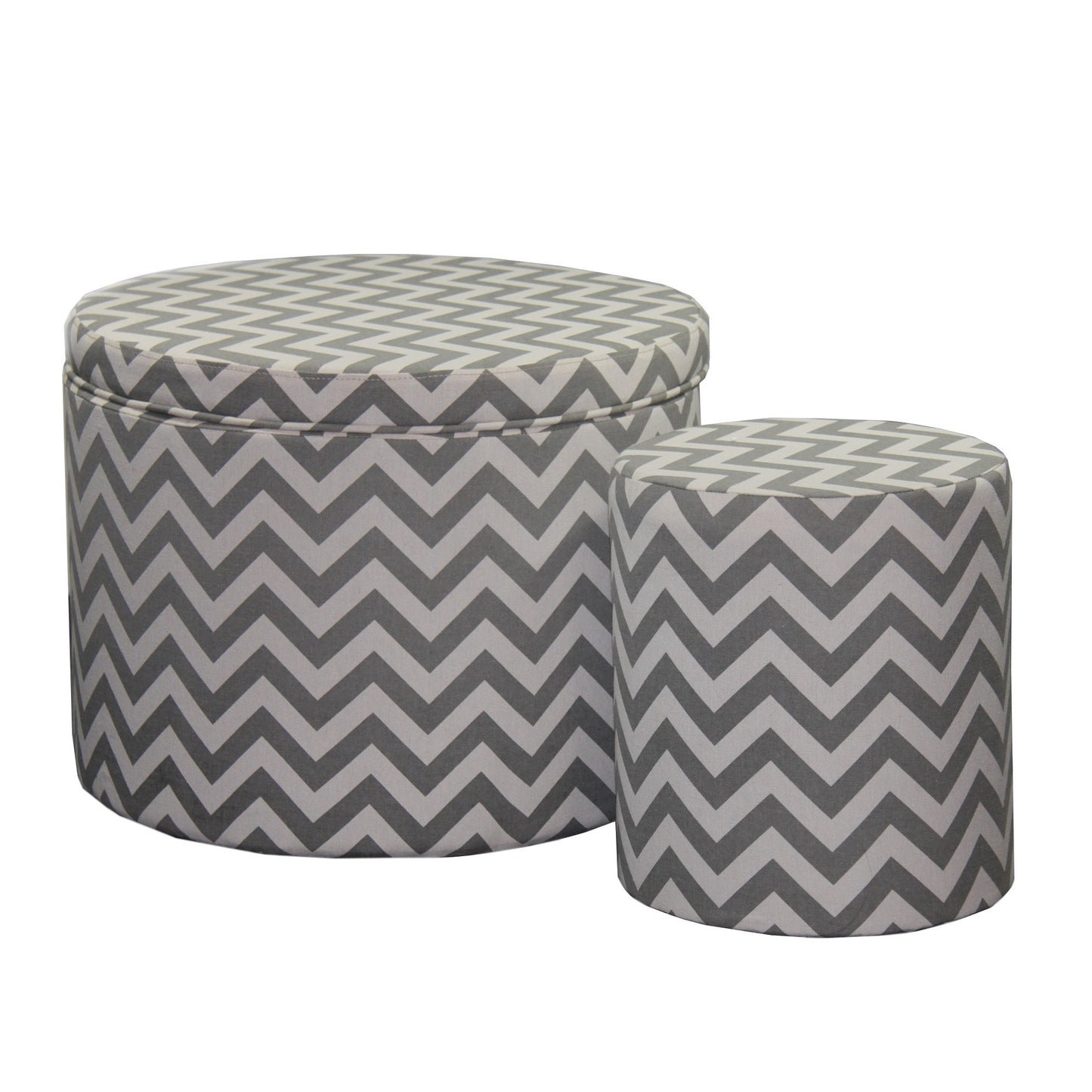 Gray and White Chevron Ottoman Two Piece Set By Homeroots