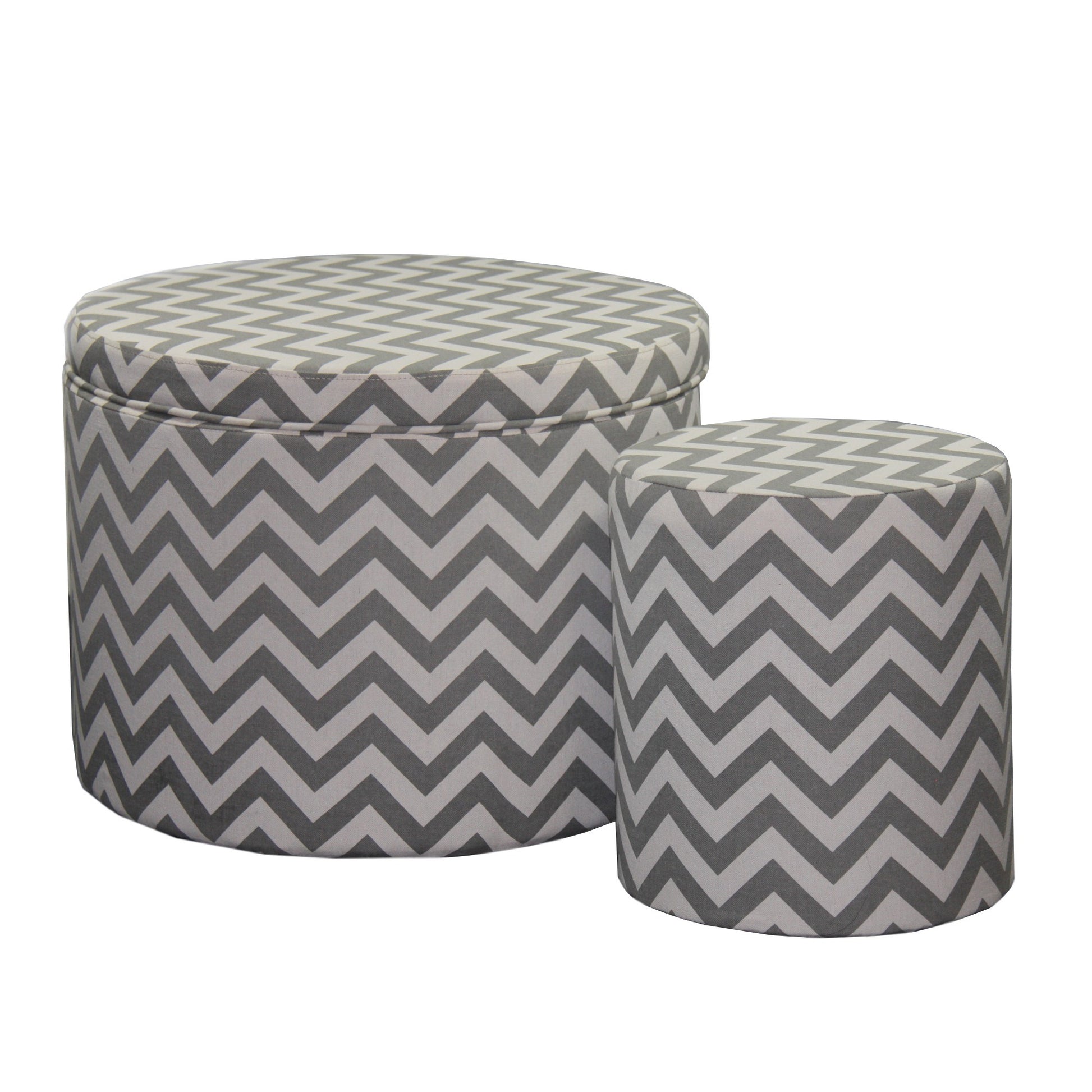 Gray and White Chevron Ottoman Two Piece Set By Homeroots | Ottomans | Modishstore - 3