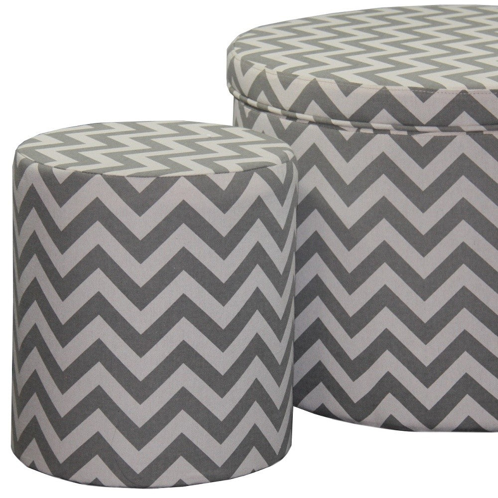 Gray and White Chevron Ottoman Two Piece Set By Homeroots | Ottomans | Modishstore - 4