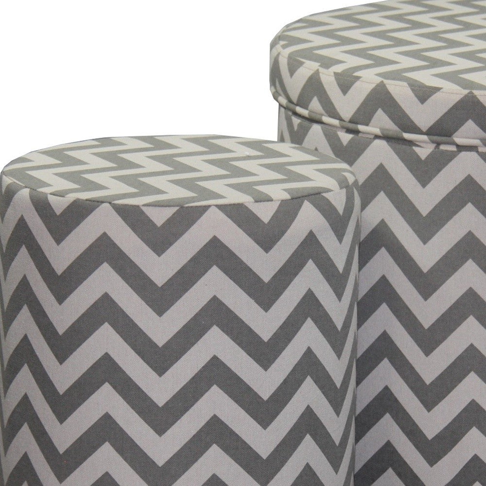 Gray and White Chevron Ottoman Two Piece Set By Homeroots | Ottomans | Modishstore - 5