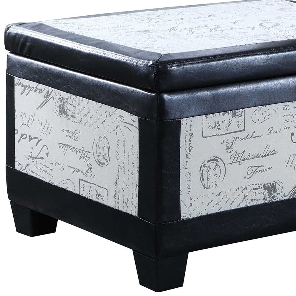 Black Postcard Faux Leather Storage Bench and Two Ottomans By Homeroots - 469416 | Benches | Modishstore - 4