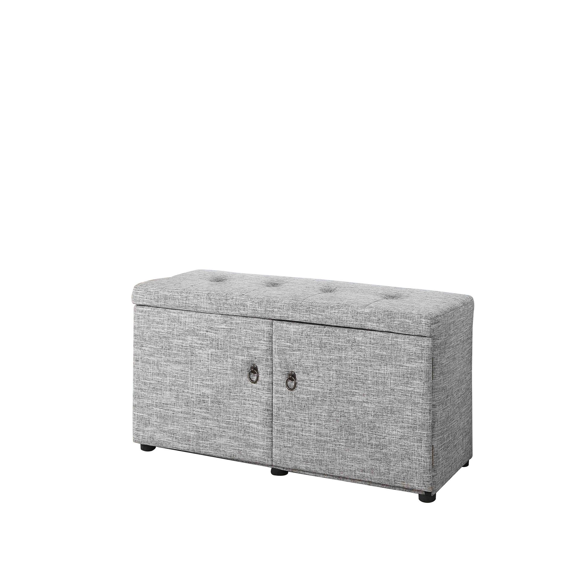 Light Gray Linen Look Double Door Shoe Storage Bench By Homeroots | Benches | Modishstore