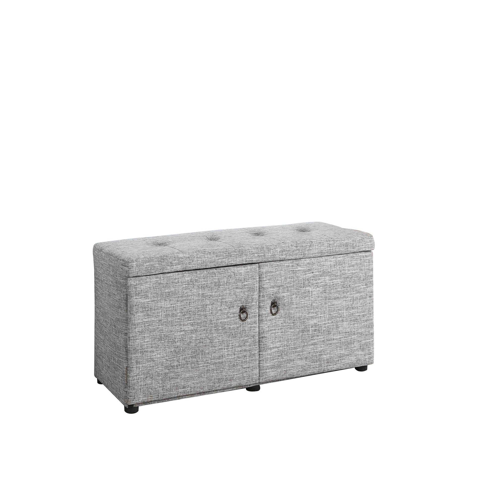 Light Gray Linen Look Double Door Shoe Storage Bench By Homeroots | Benches | Modishstore - 3