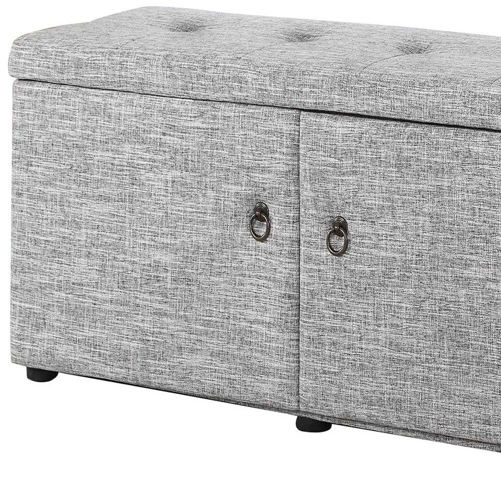 Light Gray Linen Look Double Door Shoe Storage Bench By Homeroots | Benches | Modishstore - 4