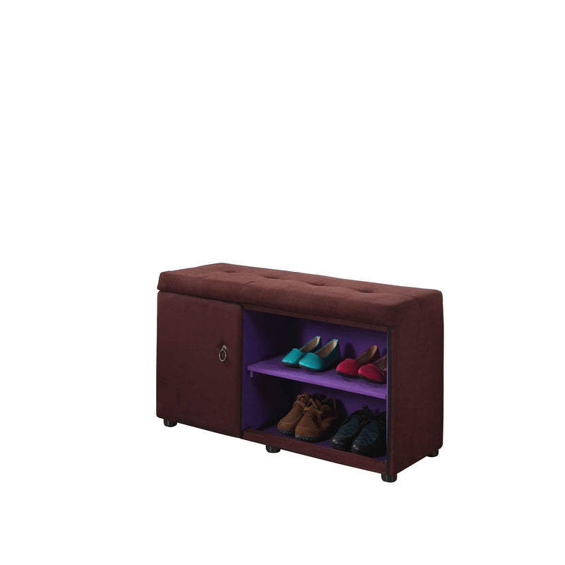 Brown and Purple Tufted Shoe Storage Bench By Homeroots | Benches | Modishstore