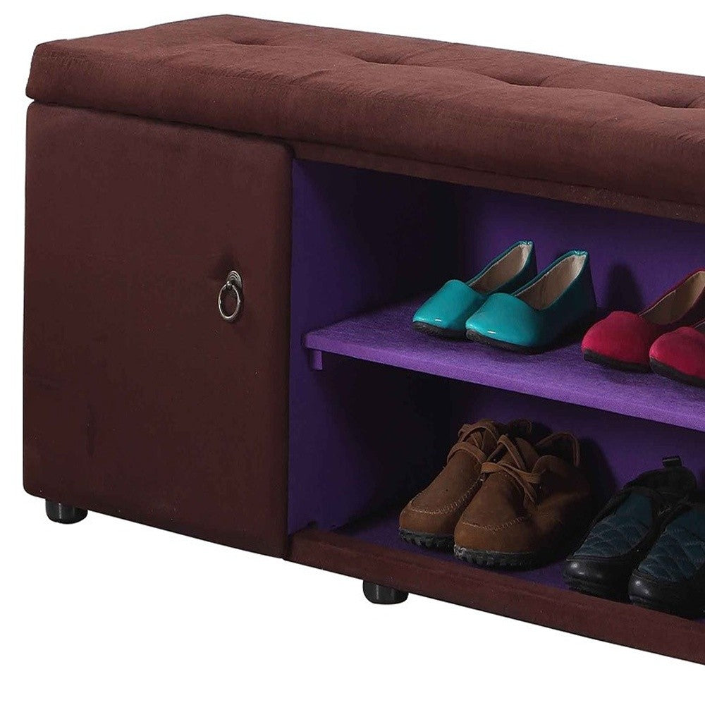 Brown and Purple Tufted Shoe Storage Bench By Homeroots | Benches | Modishstore - 4