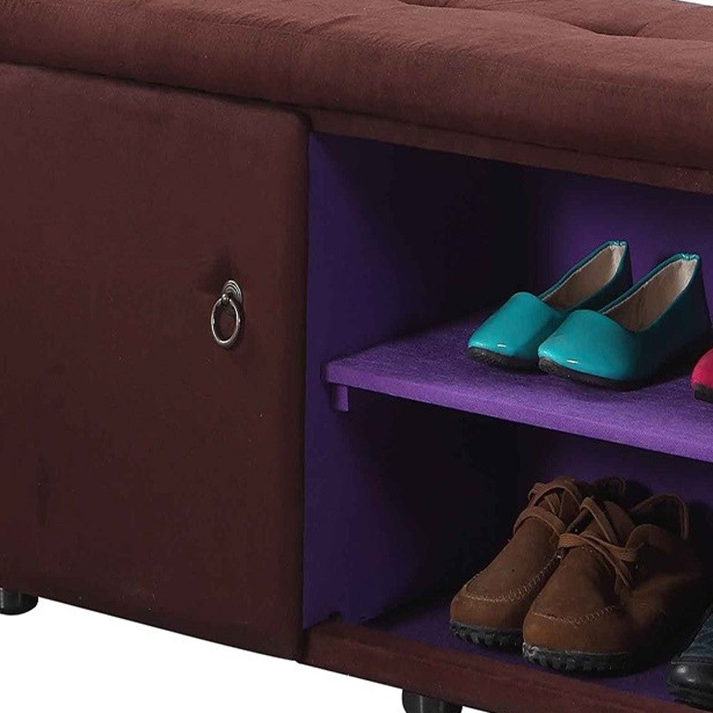 Brown and Purple Tufted Shoe Storage Bench By Homeroots | Benches | Modishstore - 5