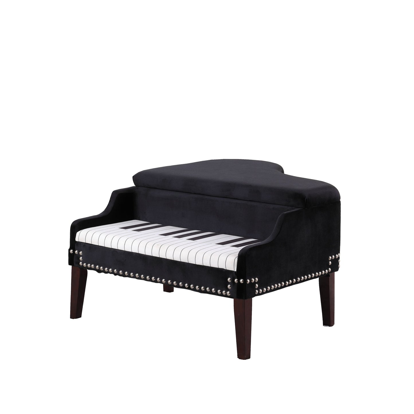 Black Velour Baby Grand Piano Storage Bench By Homeroots | Benches | Modishstore