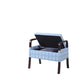 Blue and White Vanity Seat with Wooden Handles By Homeroots