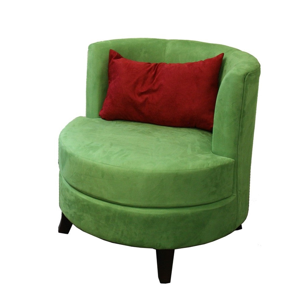 31" Green Microfiber Retro Round Accent Chair with Contrast Pillow By Homeroots | Accent Chairs | Modishstore - 2